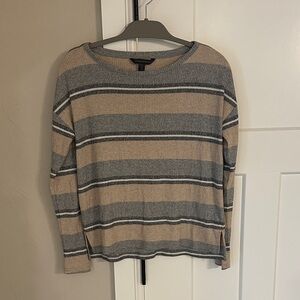 Banana Republic Striped Gray and Tan/peach Women's Sweater
